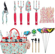 Set di attrezzatura da giardino 16 pezzi, set di regalo con attrezzatura da giardino, regalo per donne e uomini, con forbici da giardino e borsa di trasporto, regalo per accessori da giardino