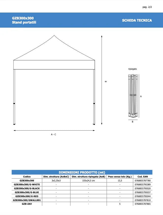 Gazebo 3 x 3 Alluminio rosso PERSONALIZZATO - Sinistra