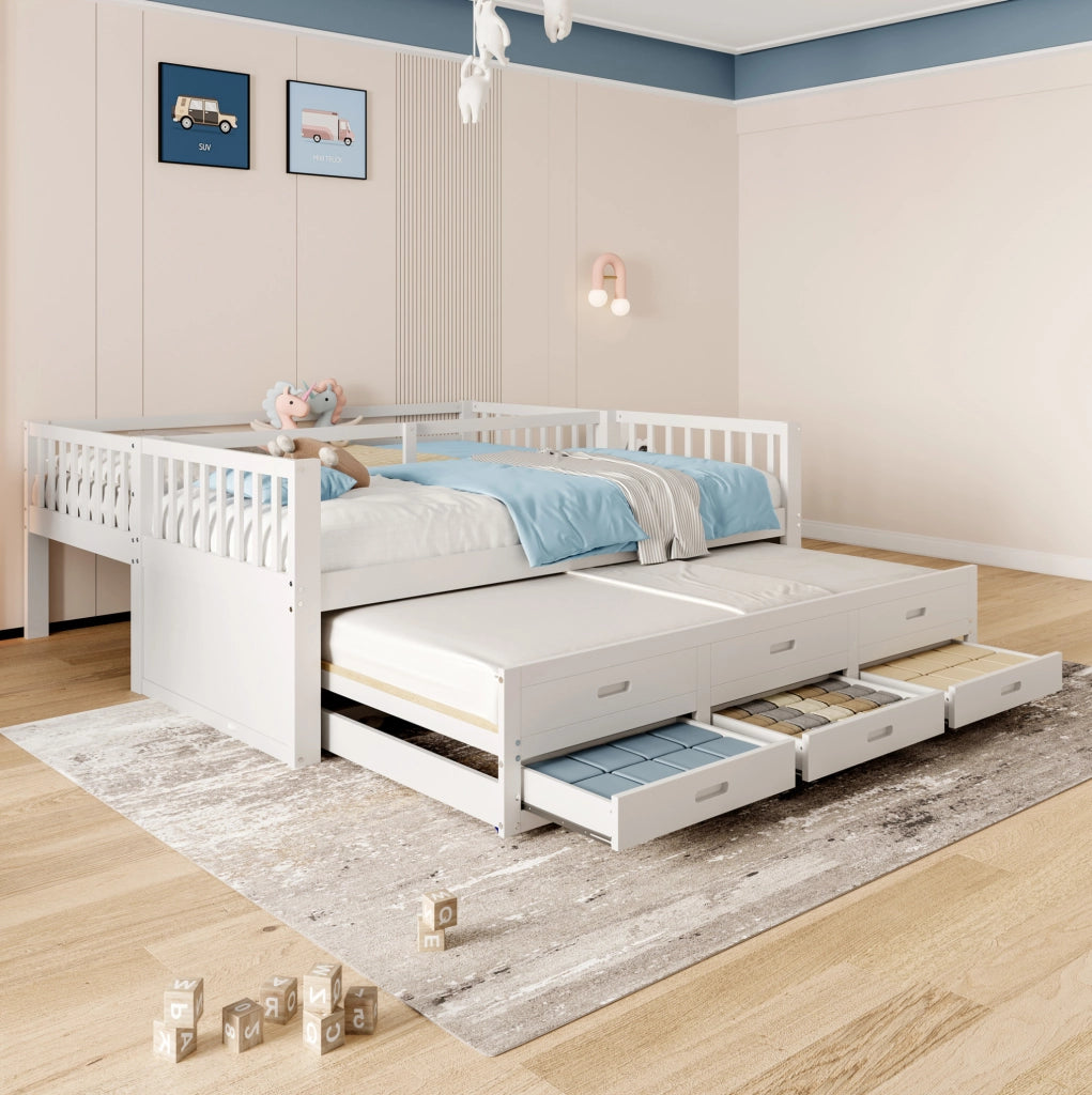 Letto a castello 90x200 cm con letto estraibile e 3 cassetti