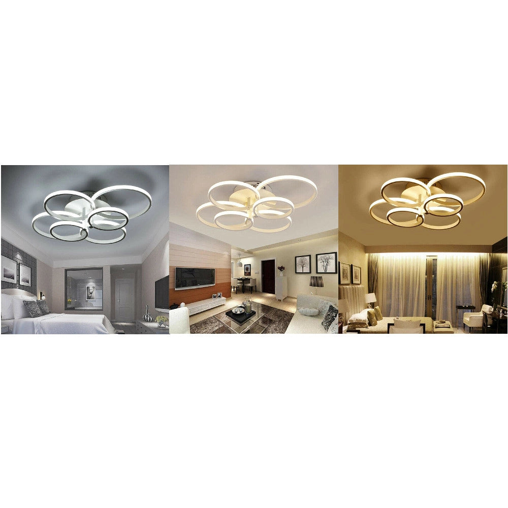 Trade Shop - Plafoniera Led Moderno 6 Anelli Lampadario 51 W Luce Fredda Calda Naturale C08 -