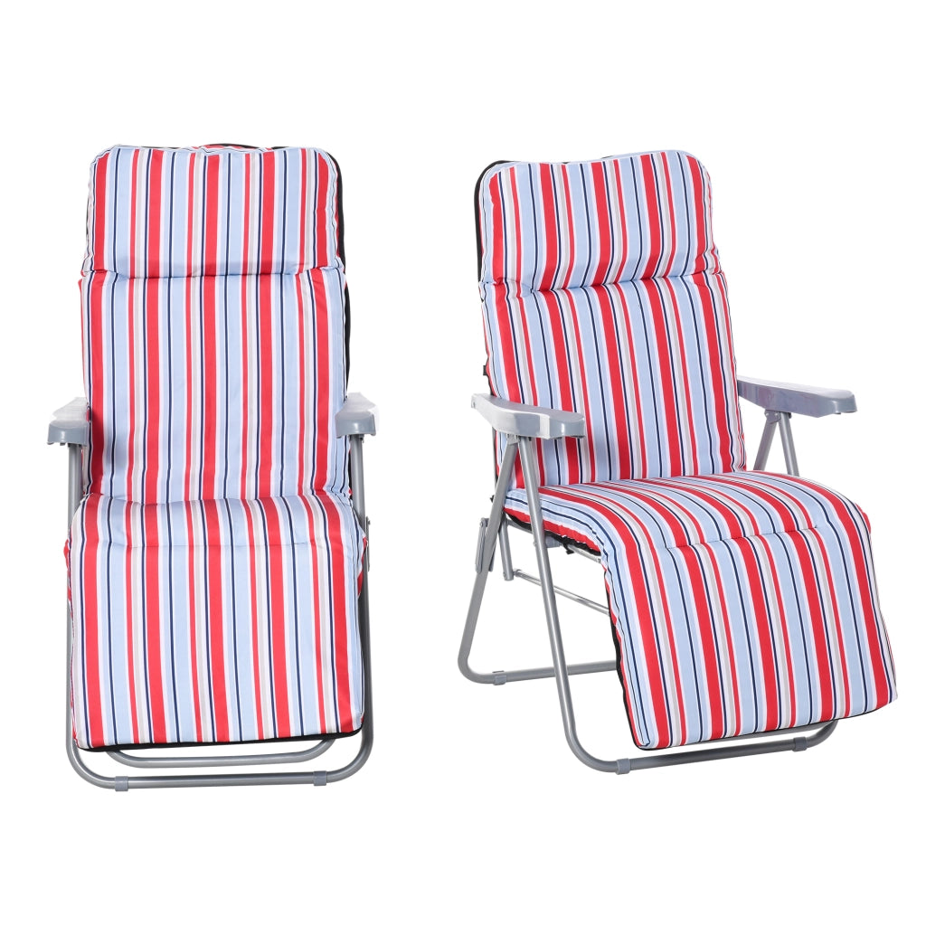 Set 2 Sedie a Sdraio con Cuscini Pieghevoli Regolabili ¨C Zephmum ¨C Rosso Poliestere Acciaio 60x75x65-102 cm