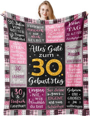 Regalo di compleanno per donna 30 anni, deken di compleanno per donna 30 anni, 30 anni di età, deken di compleanno 150x130CM, idea regalo per sorella, amica, figlia