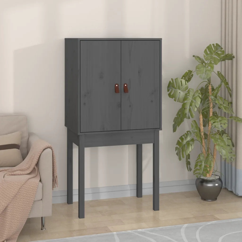 Credenza-Buffet-Armadio da cucina Grigia 60x40x120 cm in Legno Massello di Pino
