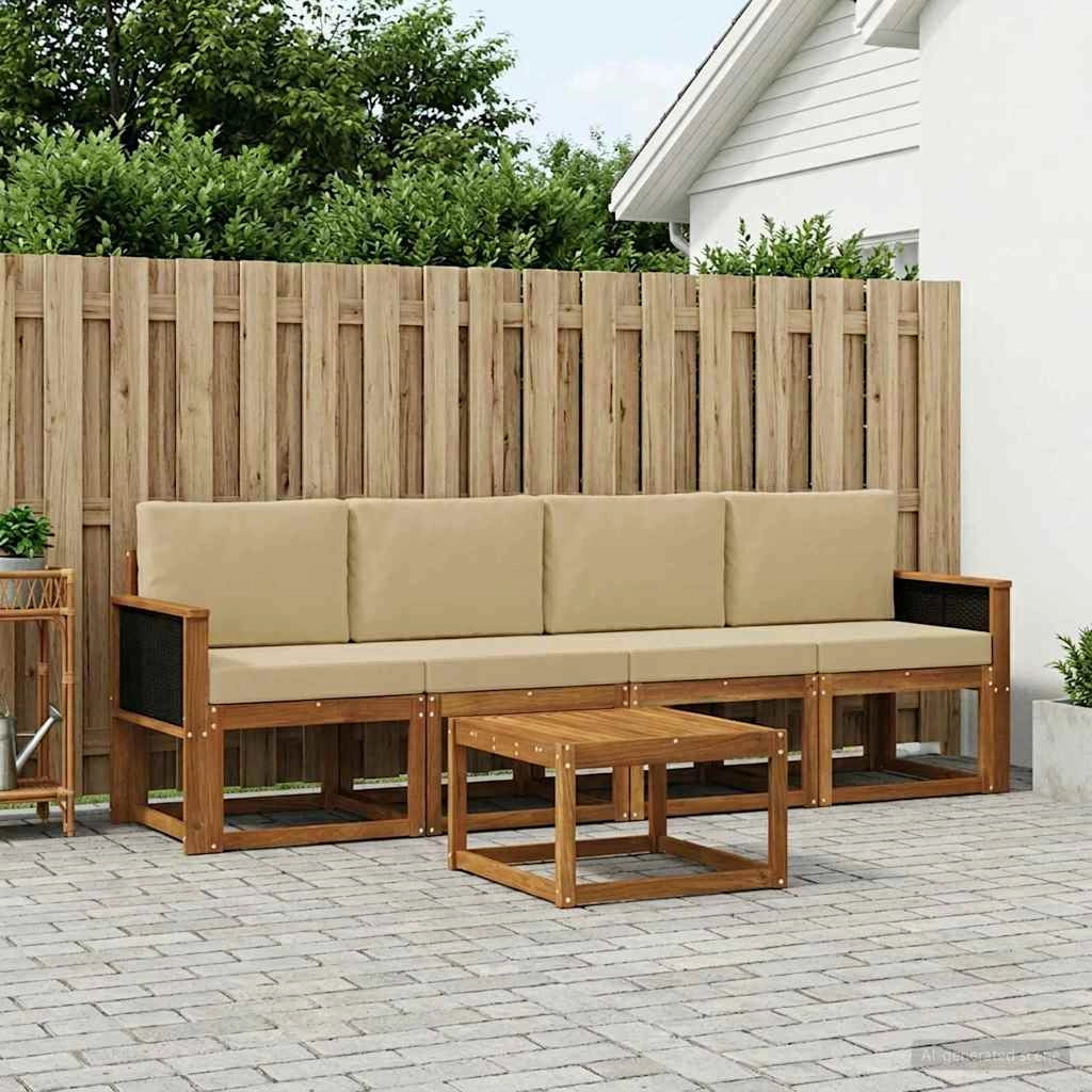 Set di divani da esterno 4 pz Naturale 3384964