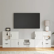 Mobile TV 5 pz con Contenitore ODDA Bianco in Legno di Pino 3365375