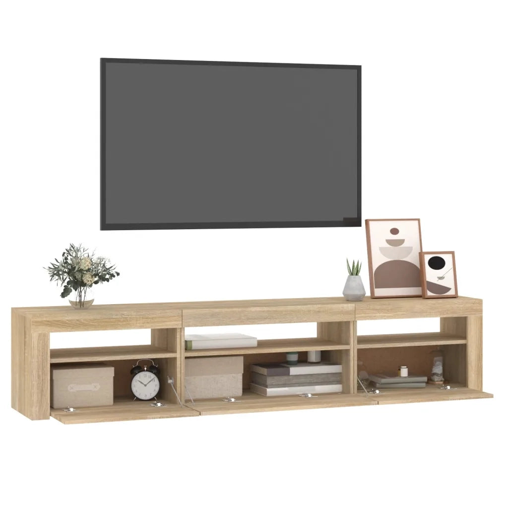 Mobile Porta TV con Luci LED Rovere Sonoma 195x35x40 cm cod mxl 11624