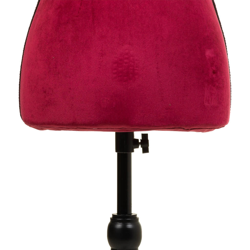 Manichino legno e gommapiuma, tessuto rosso, 24x37,5x168h cm