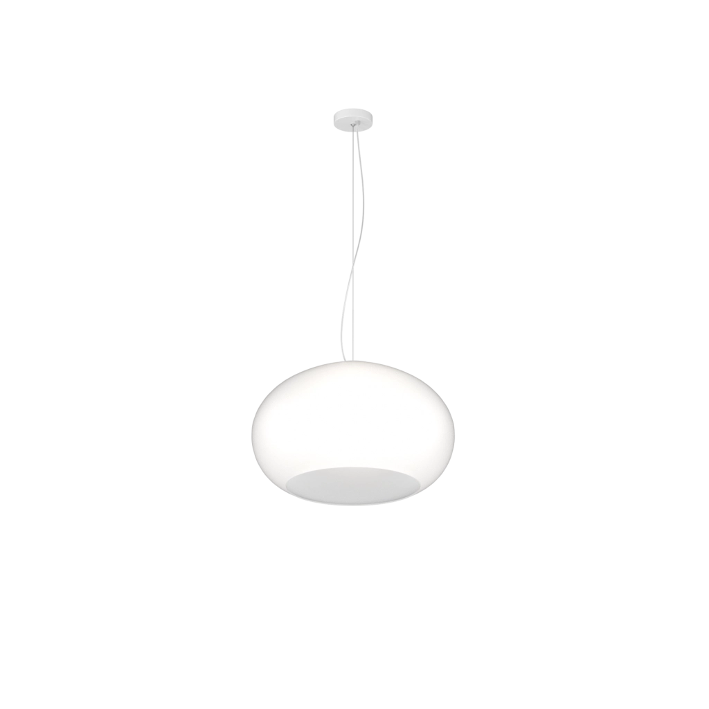 CASPER SOSPENSIONE SPOSTABILE 2 VETRI DA 42 CM 6 LUCI ATTACCO E27 MONTATURA BIANCA VETRO BIANCO OPALE SATINATO