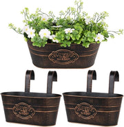 Due vasi da fiore appesi in metallo da 27 cm, grandi vasi da piante appesi con due ganci rimovibili, adatti per la decorazione di balcone e giardino.