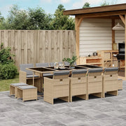 Set Pranzo da Giardino 13 pz con Cuscini Beige Misto Polyrattan 3210624