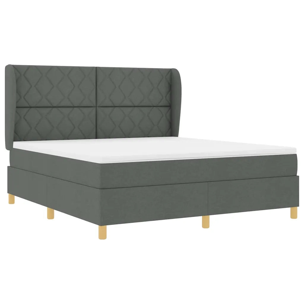 Letto a molle con testiera Grigio scuro 200 x 180 cm Tessuto 3340831