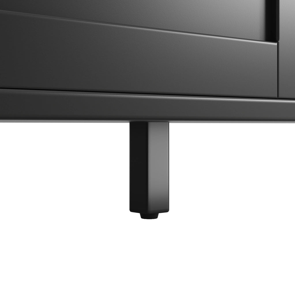 Credenza alta 120x40x179 cm con LED; 4 ante e 3 cassetti; MDF e metallo; nera