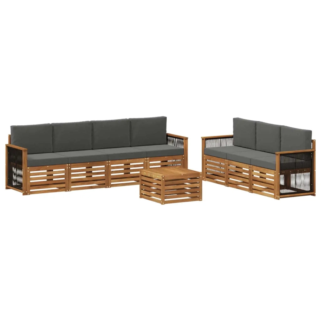 Set divani con cuscino 8 pcs Legno di Acacia Massello