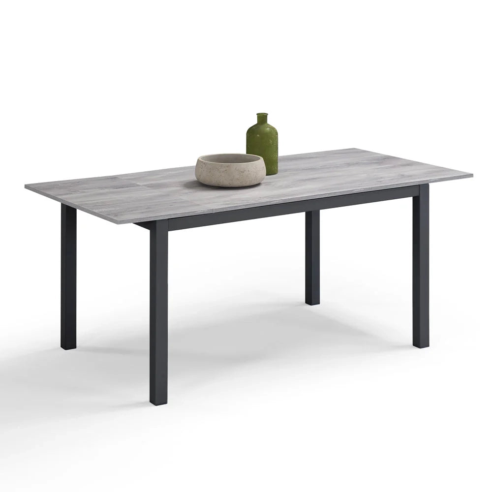 Tavolo da pranzo allungabile Cemento Ghisa 110x70 modello GIOTTO MADE IN ITALY con allunga laterale 40 cm per sala da pranzo, cucina e soggiorno, design moderno