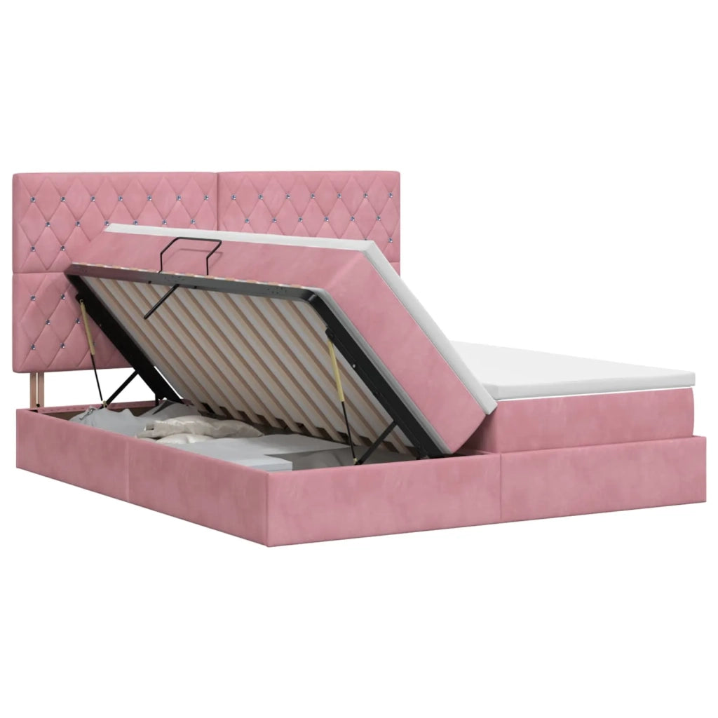 Letto con Contenitore con testiera Rosa 180 x 200 cm Velluto 3459818