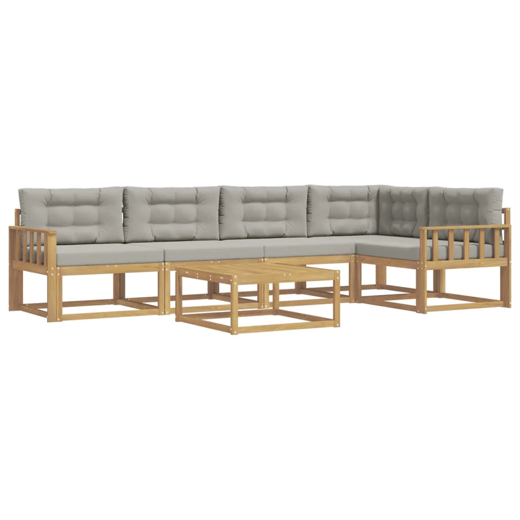 Set di divani da esterno 6 pcs Bianco e Grigio Chiaro