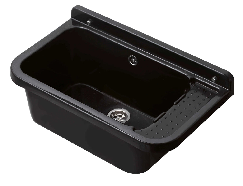 PILOZZO da muro in PP - Dim: 60 cm - Completo di GRIGLIA appoggiatutto - CR - Colore: NERO LUCIDO