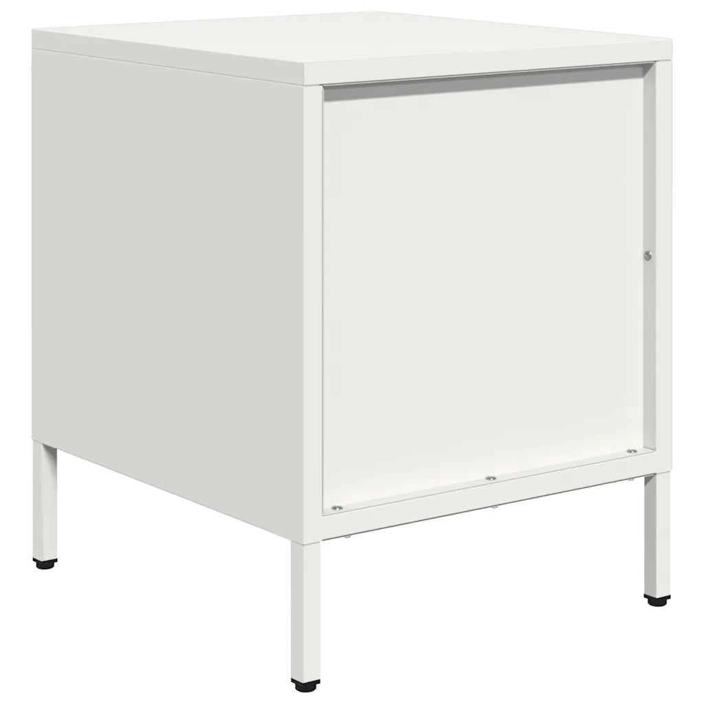 Comodino Bianco 35x39x43,5 cm in Acciaio