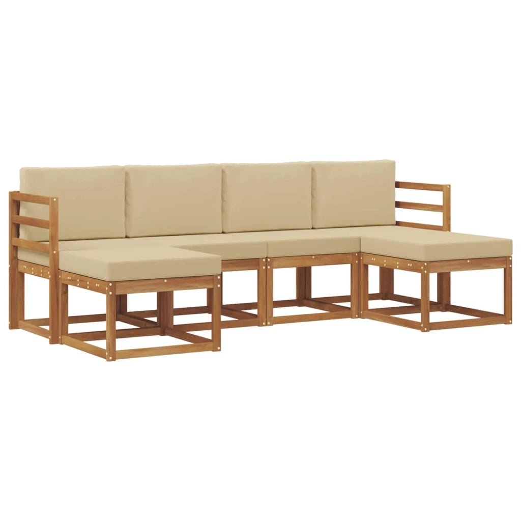 Set di divani da esterno con cuscino 6 pcs Naturale e Beige 3366766