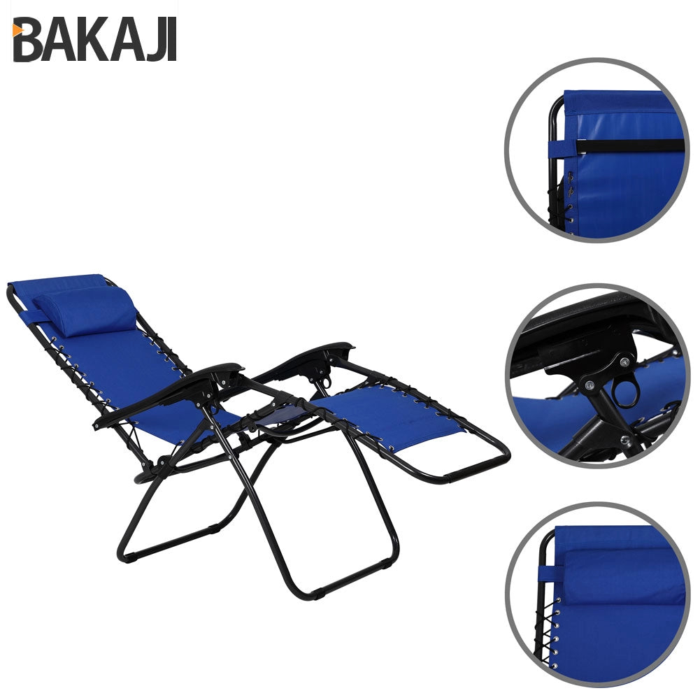 Sedia da Giardino Poltrona Relax Pieghevole Gravita Zero Acciaio Oxford BLU