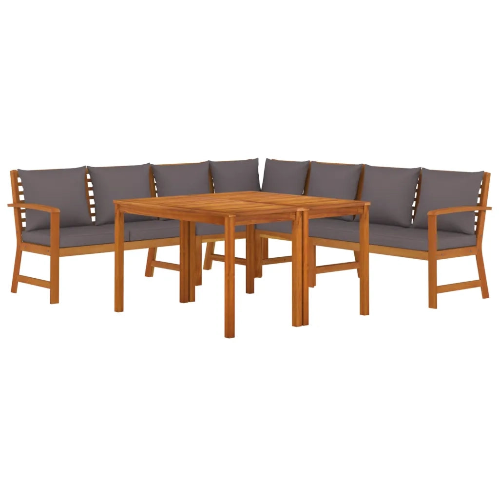Set da Pranzo Giardino 7pz con Cuscini Legno Massello di Acacia 3154971