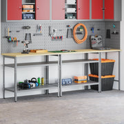 Set di banchi da lavoro in acciaio grigio, 3 pezzi