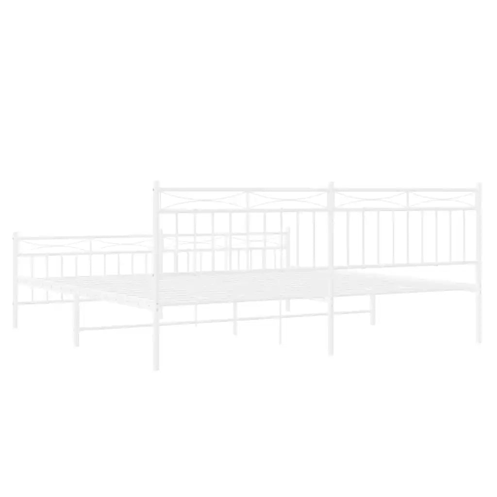 Giroletto con Testiera e Pediera-Struttura Letto Metallo Bianco 193x203 cm 412171