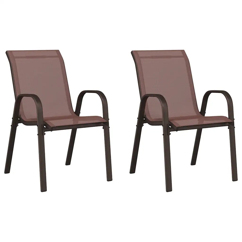 Sedie da Giardino Impilabili 2 pz in Tessuto Textilene Marrone cod mxl 14211