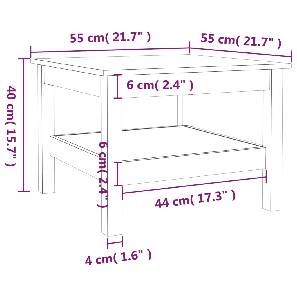 Tavolino da salotto | Tavolino da caff¨¨ | Tavolino da Soggiorno ambra 55x55x40 cm Legno Massello di Pino