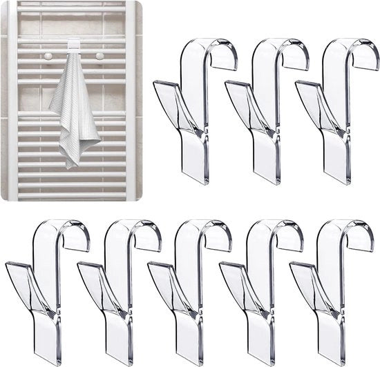 Set di 8 Radiatori da Bagno con Asciugamani e Ganci per Radiatori a Cerchio (Translucido)