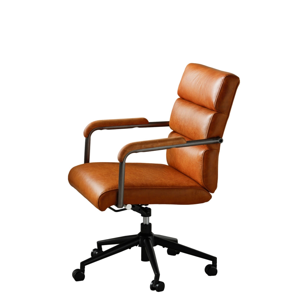 Sedia da ufficio 73x59x87 cm in pelle marrone, regolabile e stabile –