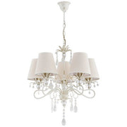 Lampadario glamour Lukrecja bianco con cristalli 5xE14 Alfa