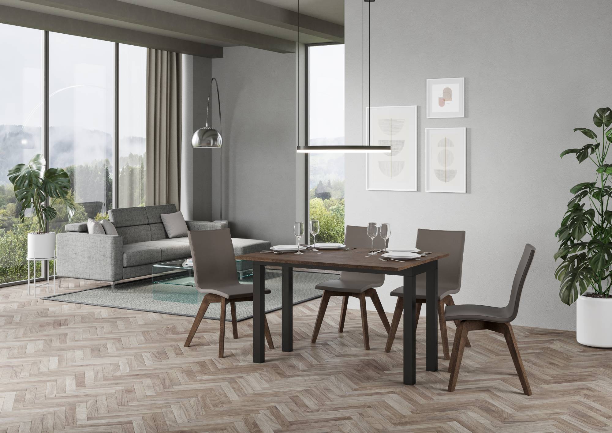 Tavolo Salvaspazio Allungabile 120/200x45/90x80/78 cm Everyday Double Noce