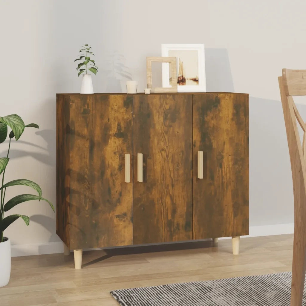 Credenza | Madia | Buffet da pranzo | Armadio da pranzo Rovere Fumo 90x34x80 cm in Legno Multistrato