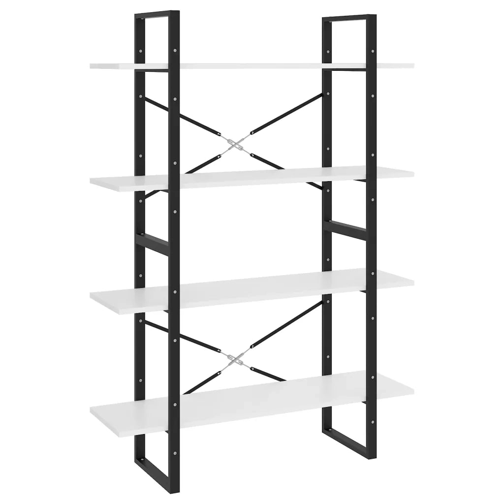 Libreria a 4 Ripiani-Scaffale per Libri-Mobile di Stoccaggio Bianca 100x30x140 cm in Legno Multistrato