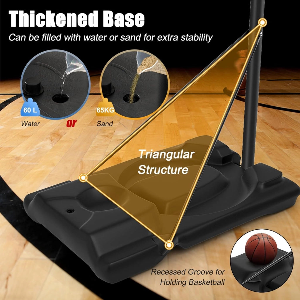 Canestro Basket per Esterno in PE e PVC, 6 Livelli di Altezza Regolabile 180-305 cm, Supporto da Basket Portatile con Ruote, Base, Pallacanestro per Interni, per Bambini e Adulti