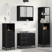 Set di mobili per il bagno 4 pcs Rovere Nero Legno multistrato 3402499