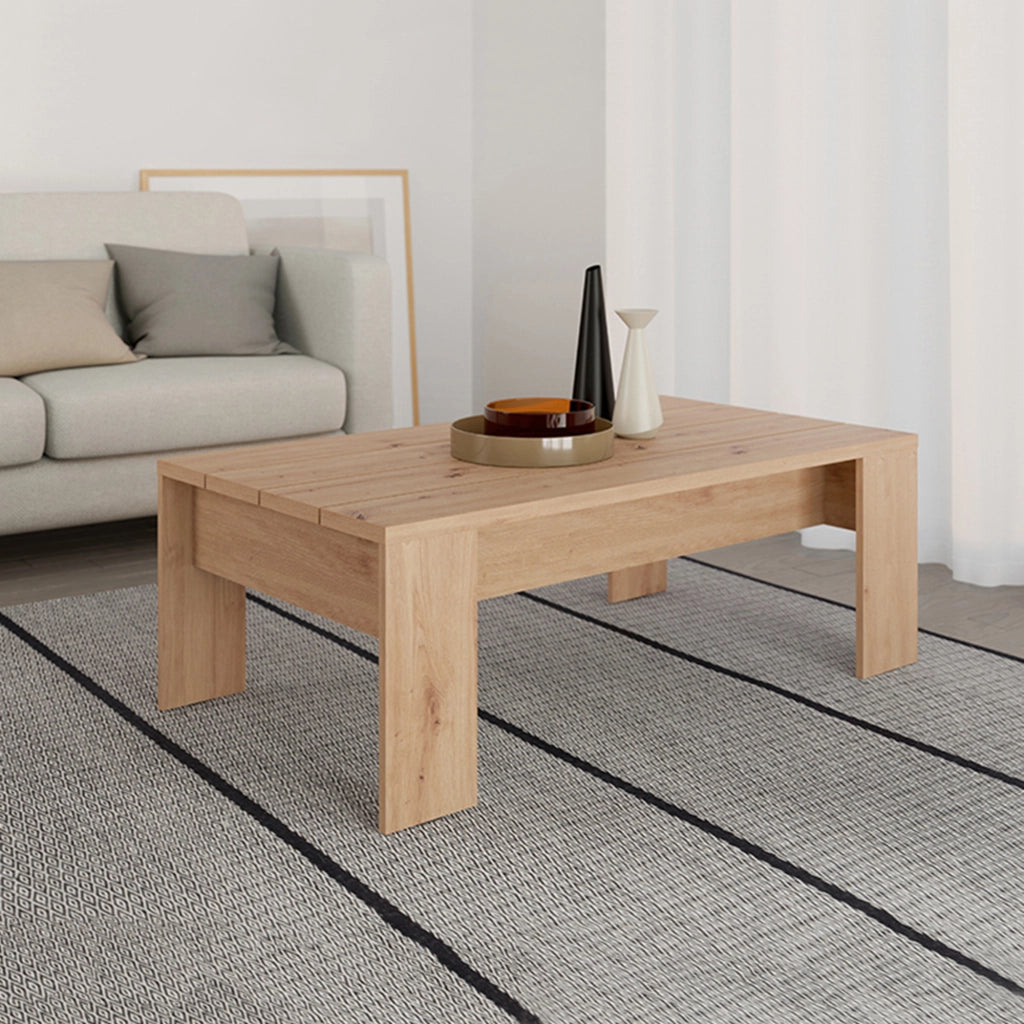 Bertona, Tavolino da Salotto Forma Rettangolare, 120x67x43h cm Marrone Rovere Nodi