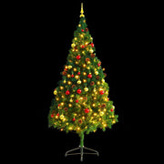 Albero di Natale | Decorazioni natalizie Preilluminato con Palline Verde 210 cm