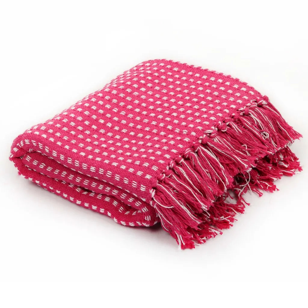 Copriletto in Cotone Motivo a Quadri 160x210 cm Rosa cod mxl 68451