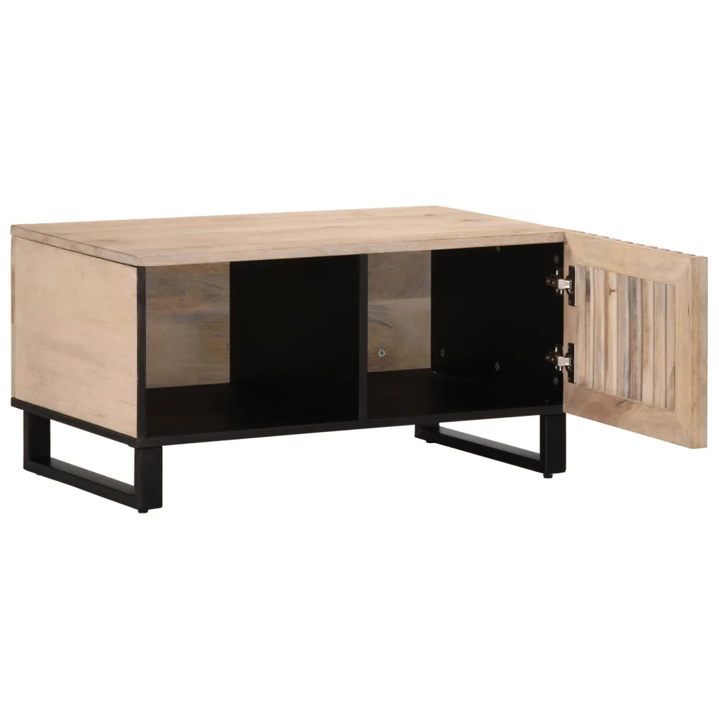 Tavolino da Salotto Bianco 80x51x40 cm Legno Massello di Mango