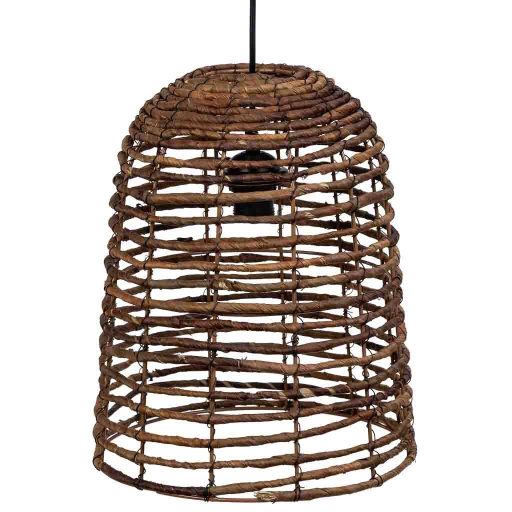 Lampada da soffitto in foglia di banano naturale marrone, D30x36,5h cm