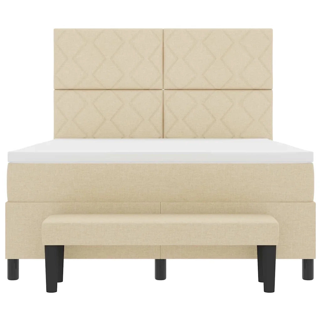 Letto a molle con testiera Crema 160 x 200 cm Tessuto 3344161