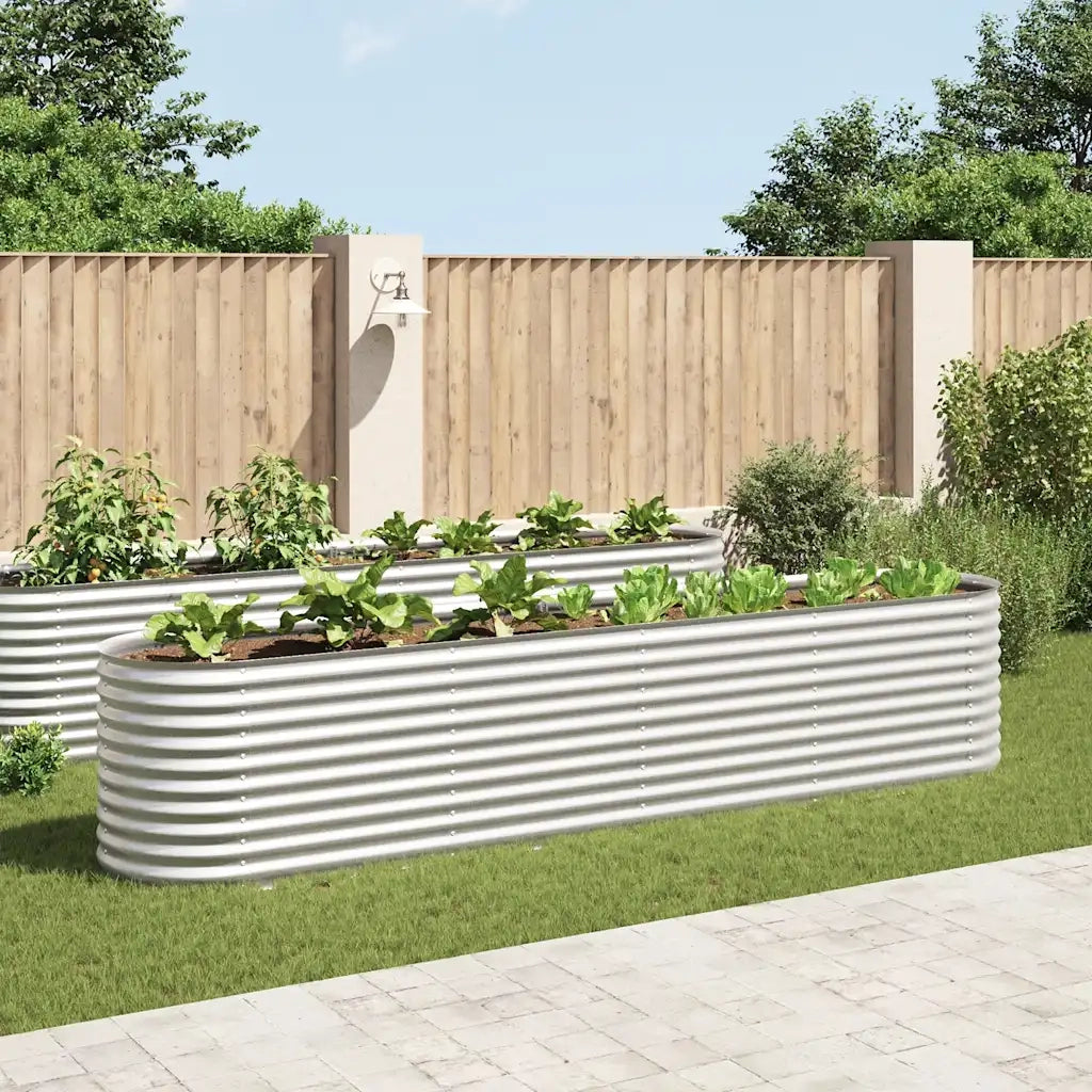Fioriere | Cassetta per fiori | Letto Rialzato Giardino 400x80x81 cm in Acciaio Zincato Argento