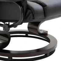 Poltrona Relax con Pouf Poggiapiedi e Funzione Massaggio, Reclinabile a 145° e Girevole a 360°, Nero