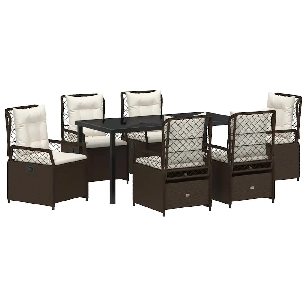 Set da Pranzo per Giardino 7 pcs Marrone polyrattan 3380992