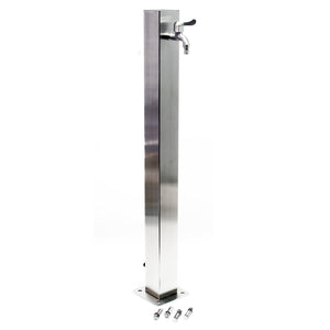 Fontanella in acciaio inox 95 cm, colonna d'acqua con rubinetto e raccordo, resistente ai raggi UV e al gelo
