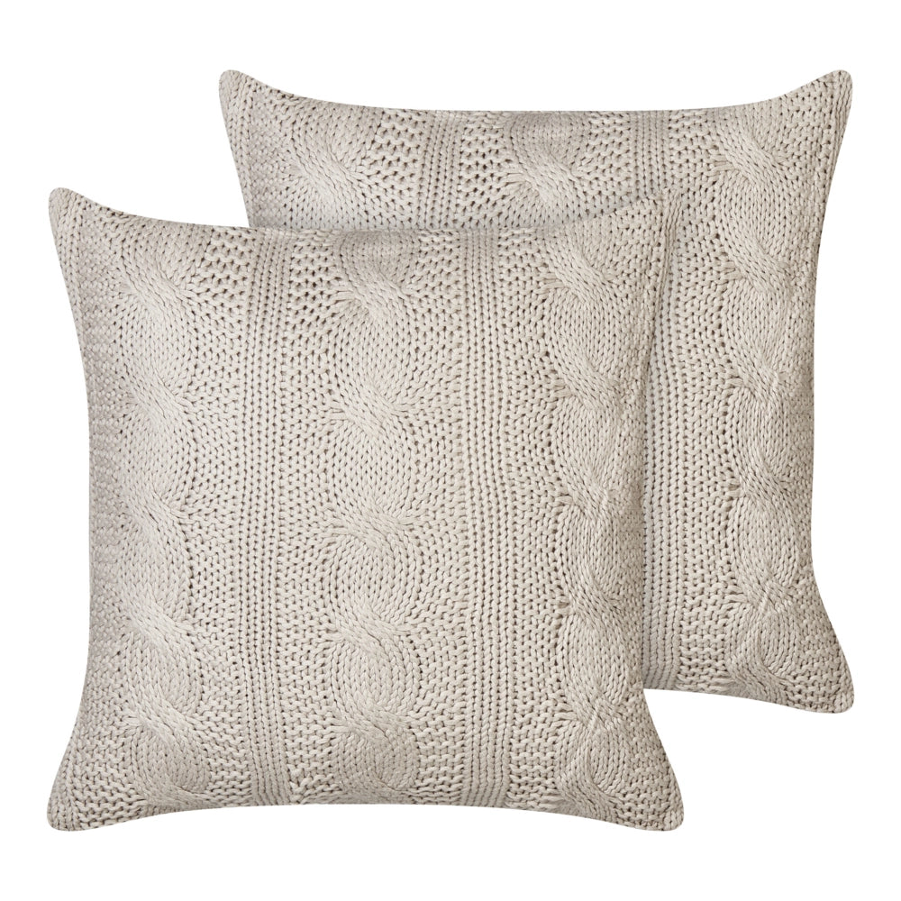 Set di 2 cuscini in cotone tortora 45 x 45 cm morbida imbottitura divano soggiorno