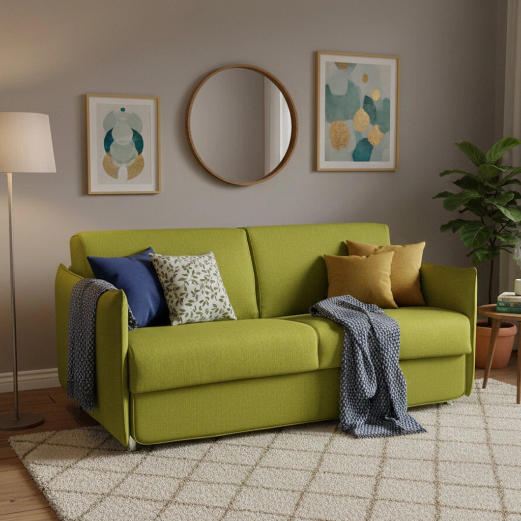 Cecina, Divano Letto 3 Posti Sfoderabile Made in Italy, 200x95 cm Verde