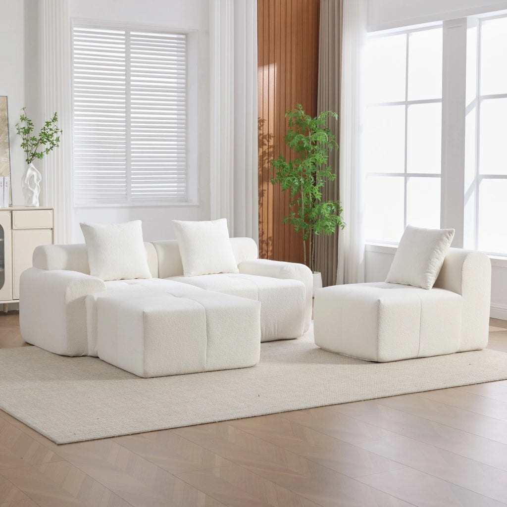 Divano Angolare Modulare 3 Posti ¨C MINIMAL ¨C Beige, Memory Foam, L-Shape, 268x102x78 cm